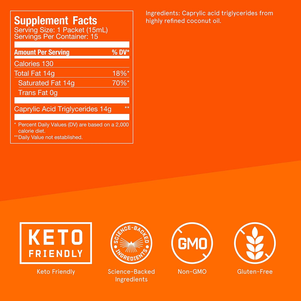 Suplementos Alimenticios Aceite de una sola porción de cocos
