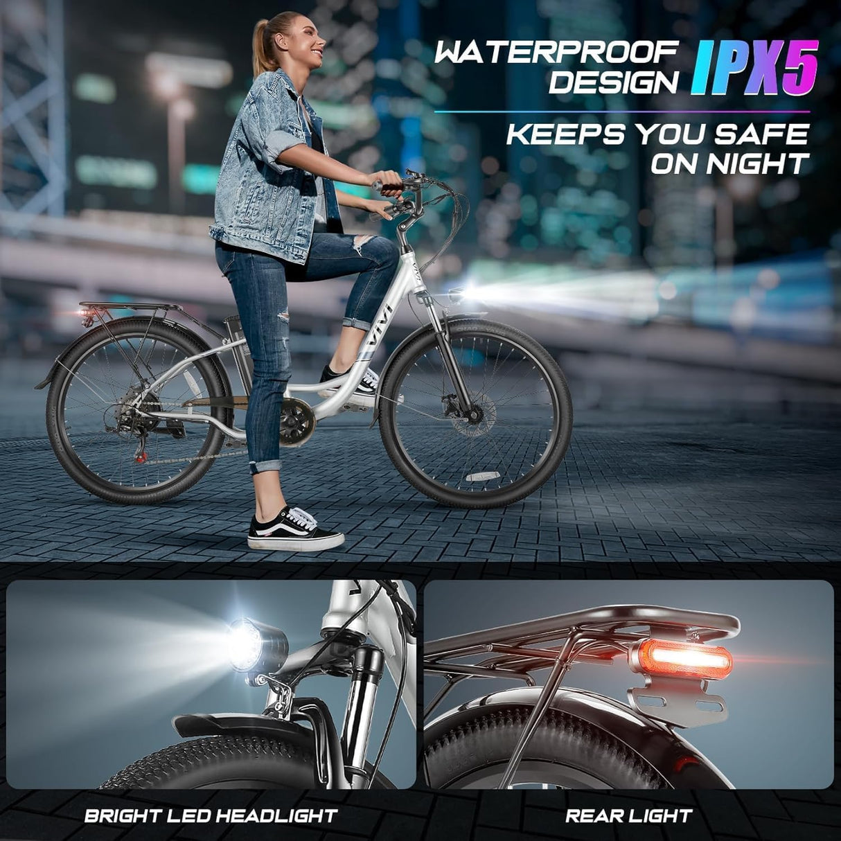 Bicicleta Eléctrica Vivi 750W, 50 millas, Control de Crucero