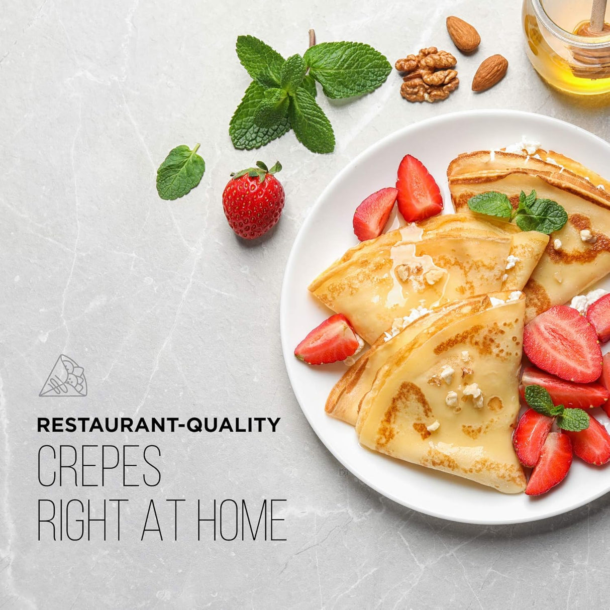 Chefman Crepera eléctrica control de la sartén de acero