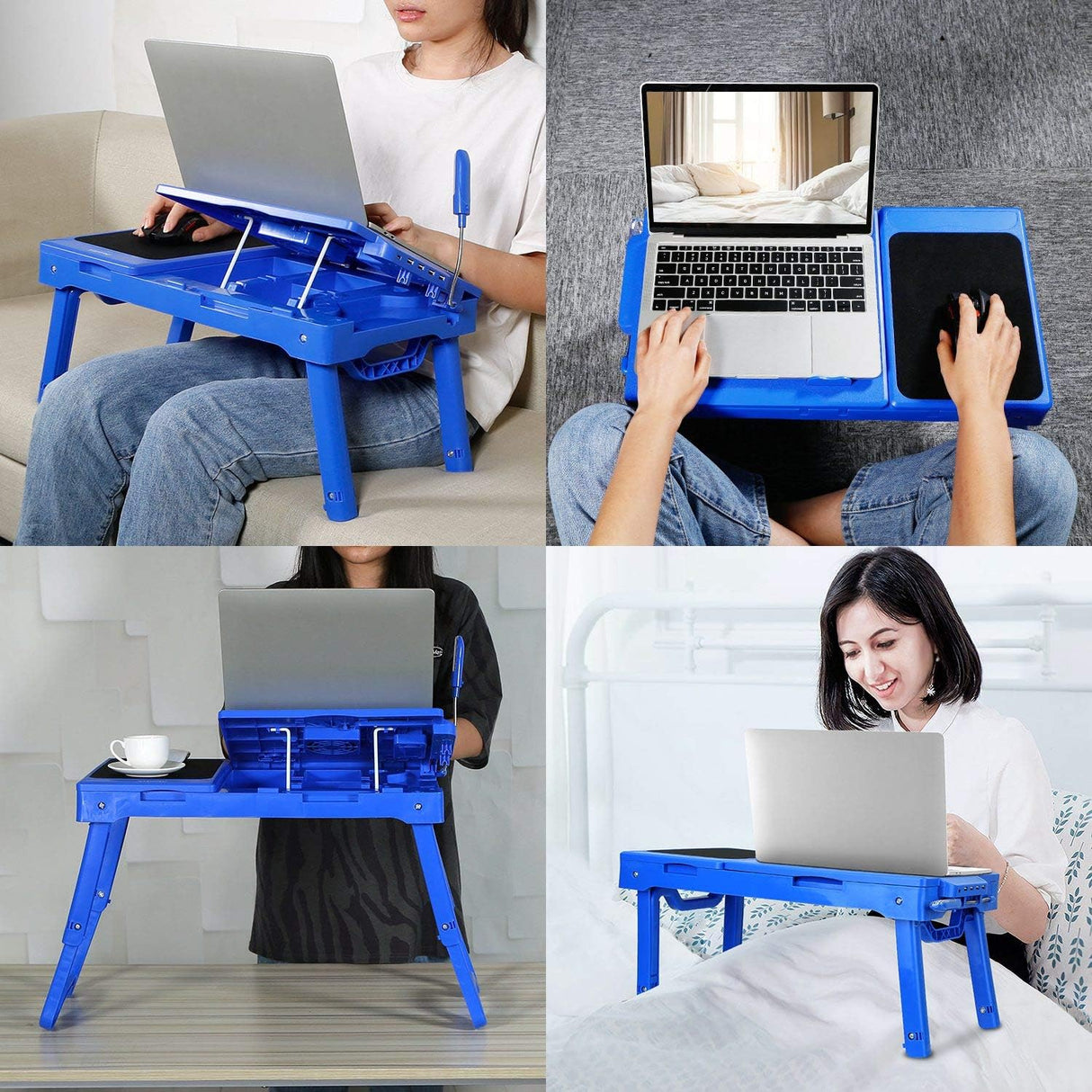 Mesa para computadora portátil con ventilador 4 puertos USB