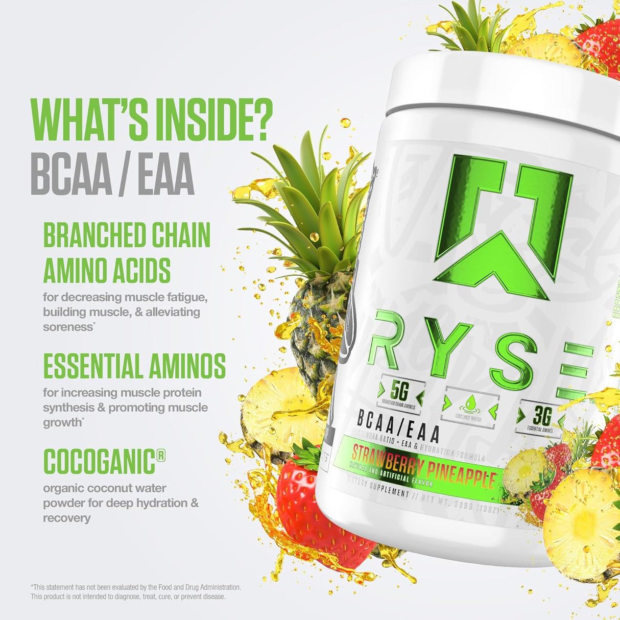 RYSE BCAA EAA en Polvo - 5g BCAA, 3g EAAs, 30 Porciones