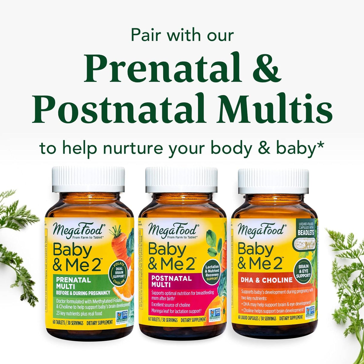 Suplemento Baby & Me 2 DHA prenatal y colina vegano 60 und