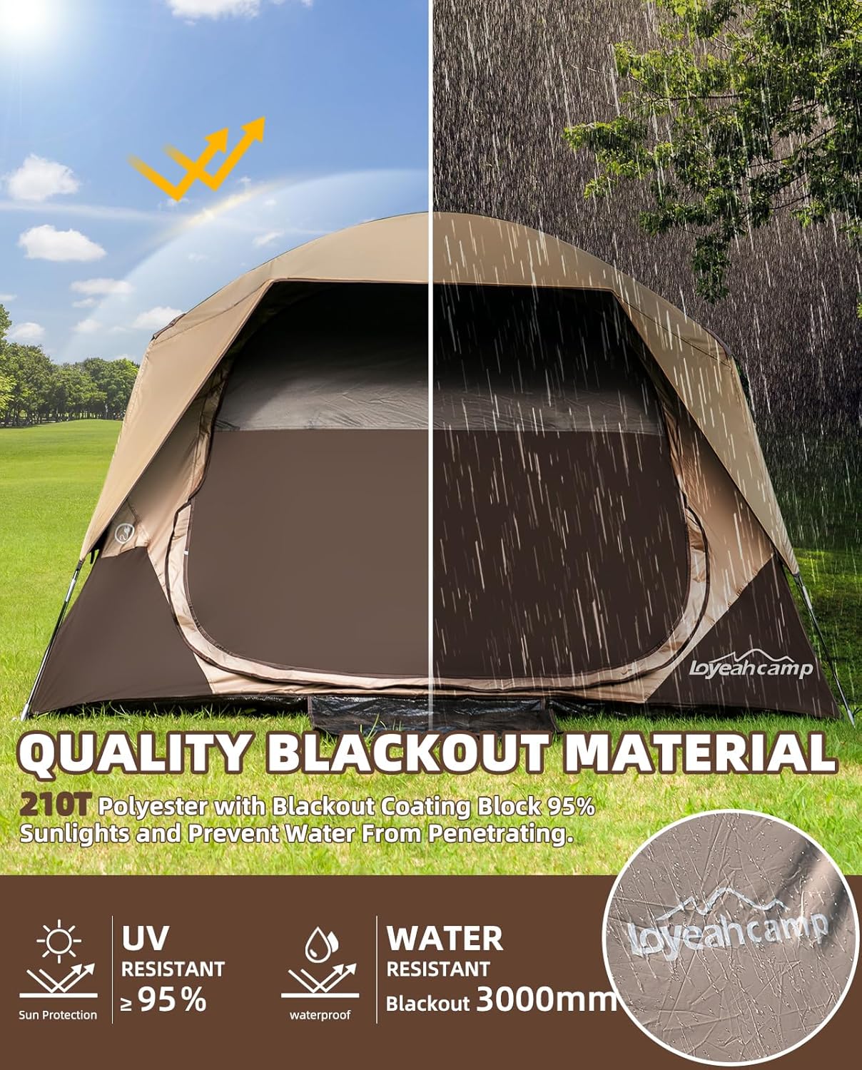 Tienda de Camping Tienda Familiar 4 Personas Impermeable Doble