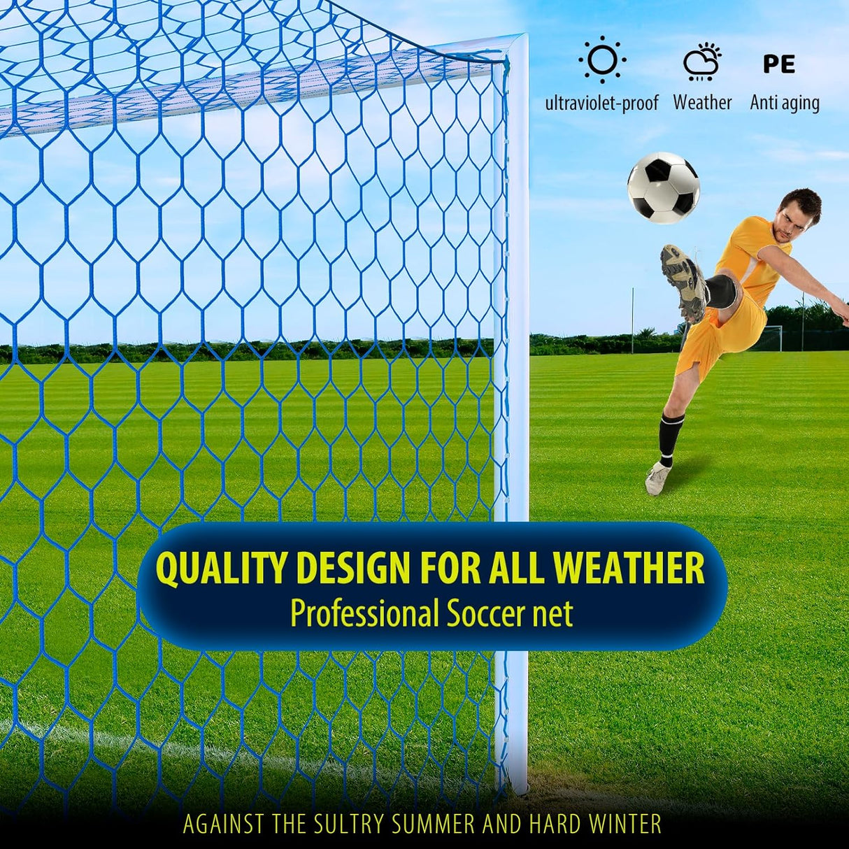 Red de Portería de Fútbol Profesional 24x8, 18.5x6.5 pies
