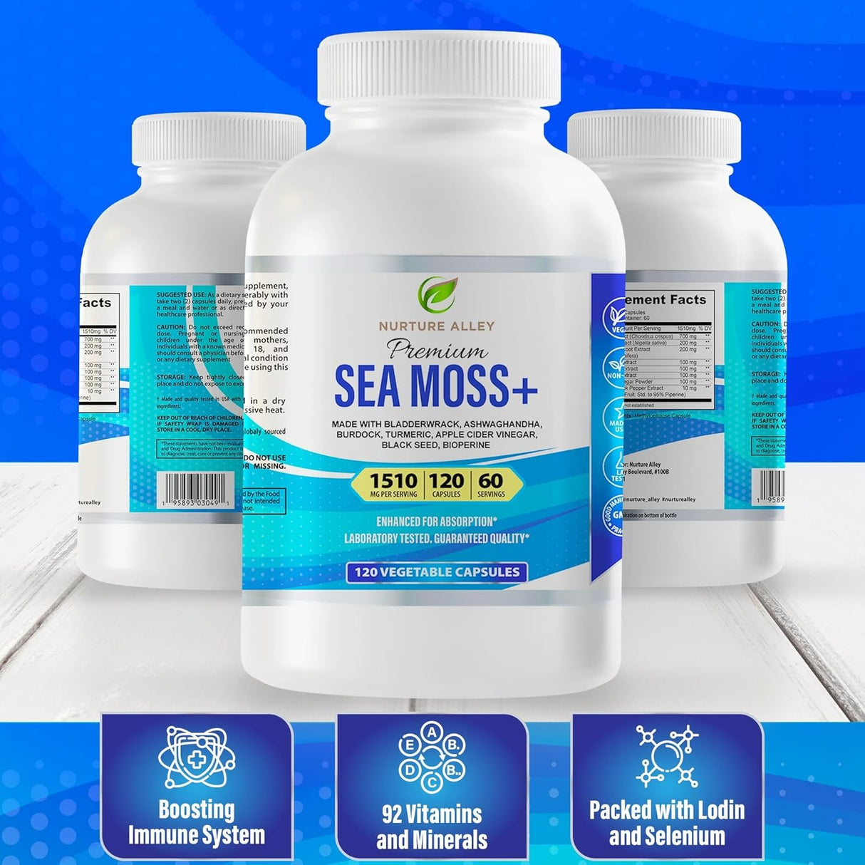 Complejo 8 en 1 de superalimentos: Sea Moss, Black Seed, Ashwagandha