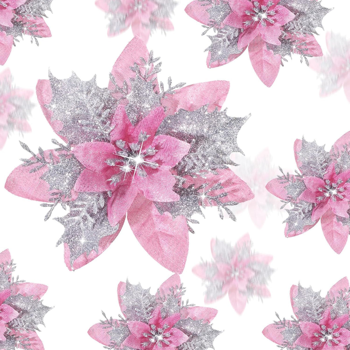 Flores Poinsettia Artificiales, Decoración Navideña, 36 Pcs