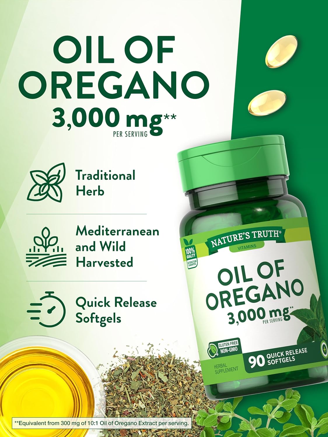 Suplemento aceite de orégano Contiene Carvacrol 3000 mg