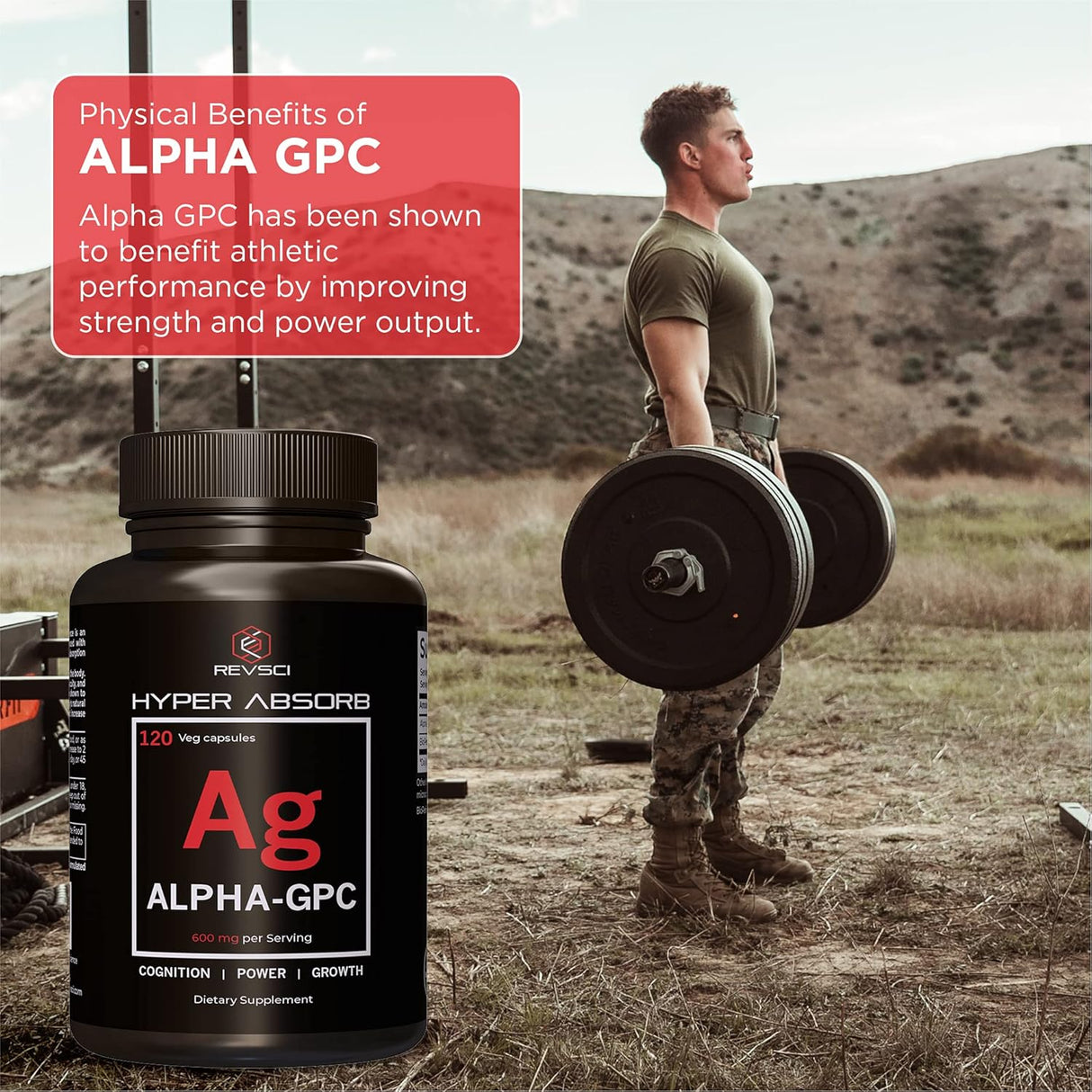 Suplemento Alpha GPC + BioPerine, 600mg, Nootrópico para Memoria