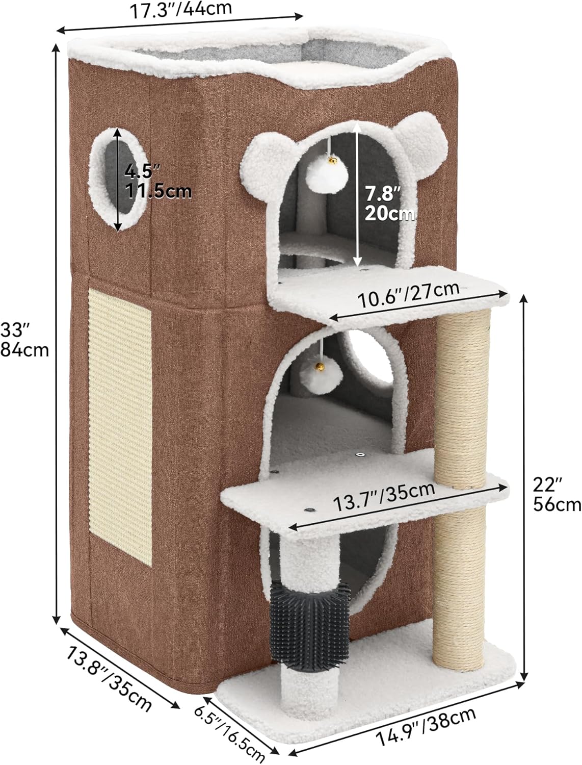 Casa para Gatos YIATHOME, 3 Niveles, Rascador y Cubo de Juego