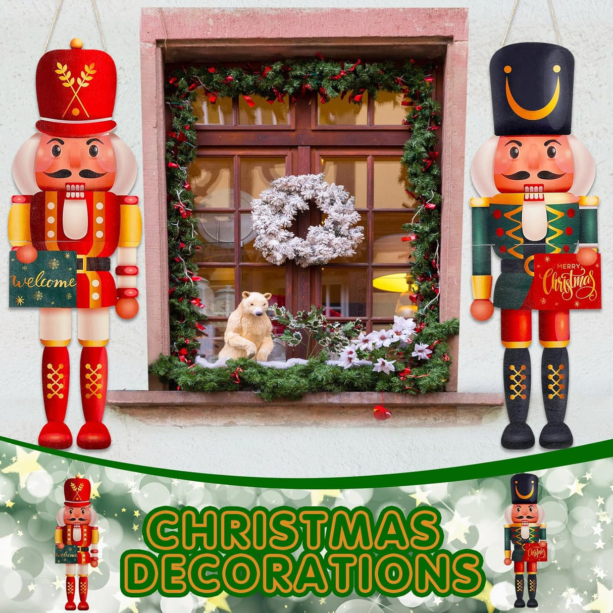 Decoración de Navidad Hiboom, Soldados de Madera, 2 Pcs