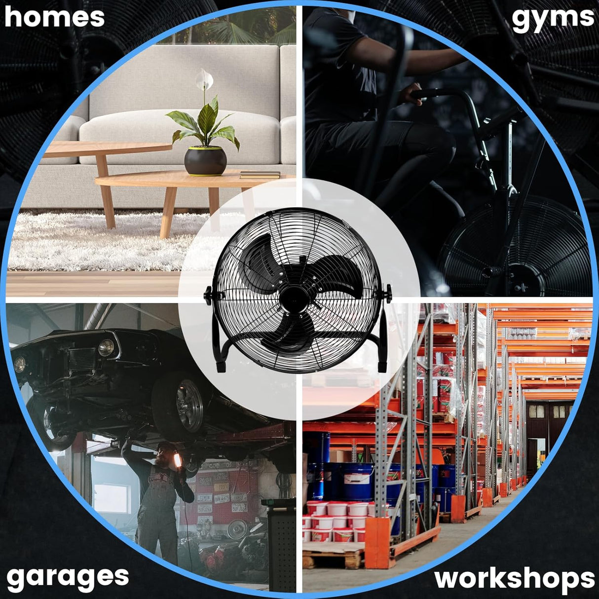 Ventilador de Piso a Batería Simple Deluxe, Recargable 12