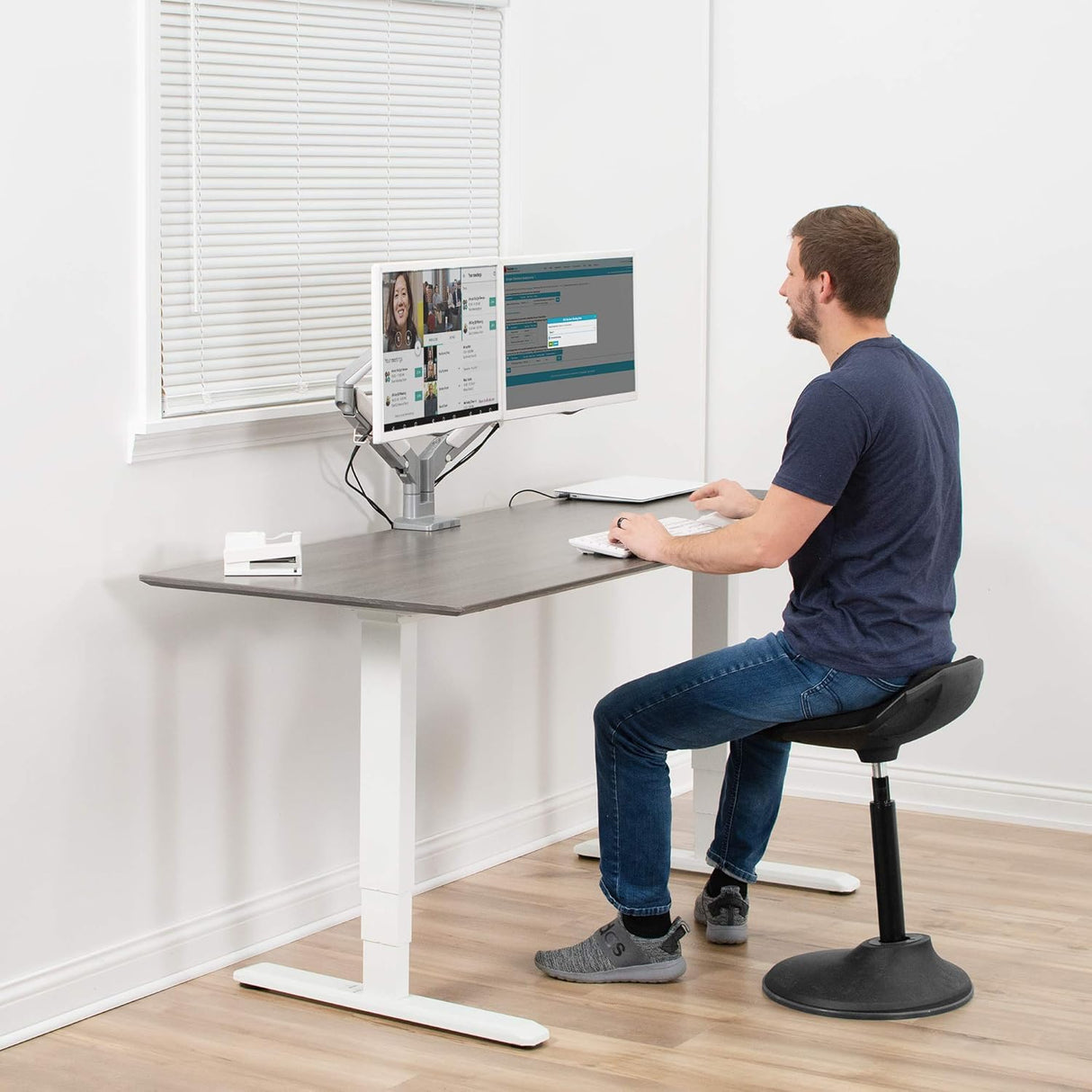Soporte Doble para Monitores VIVO, Brazo Neumático STAND-V200A