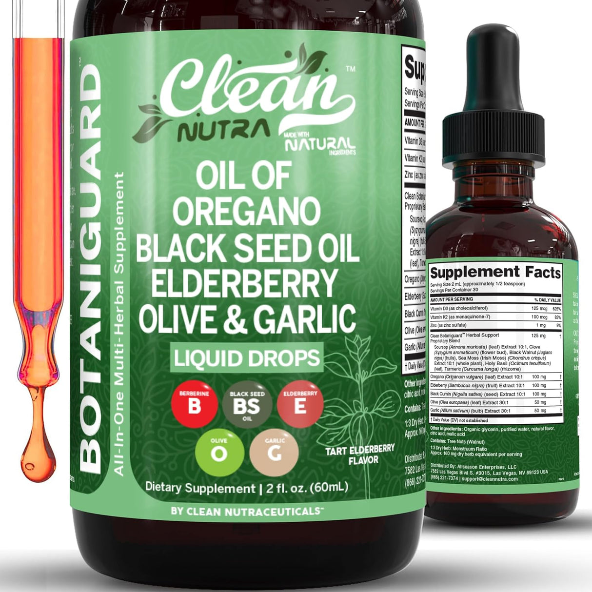 Nutra BOTANIGUARD Drops con Oregano, Aceituna y Elderberry