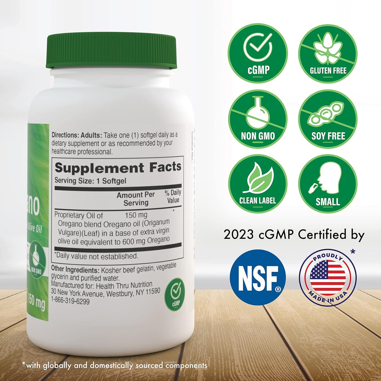 Aceite de Orégano 600mg No GMO Sin Gluten Origanum Vulgare