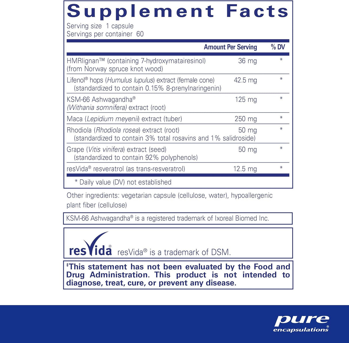 MenoVive Pure Encapsulations Soporte Menopáusico 60 caps