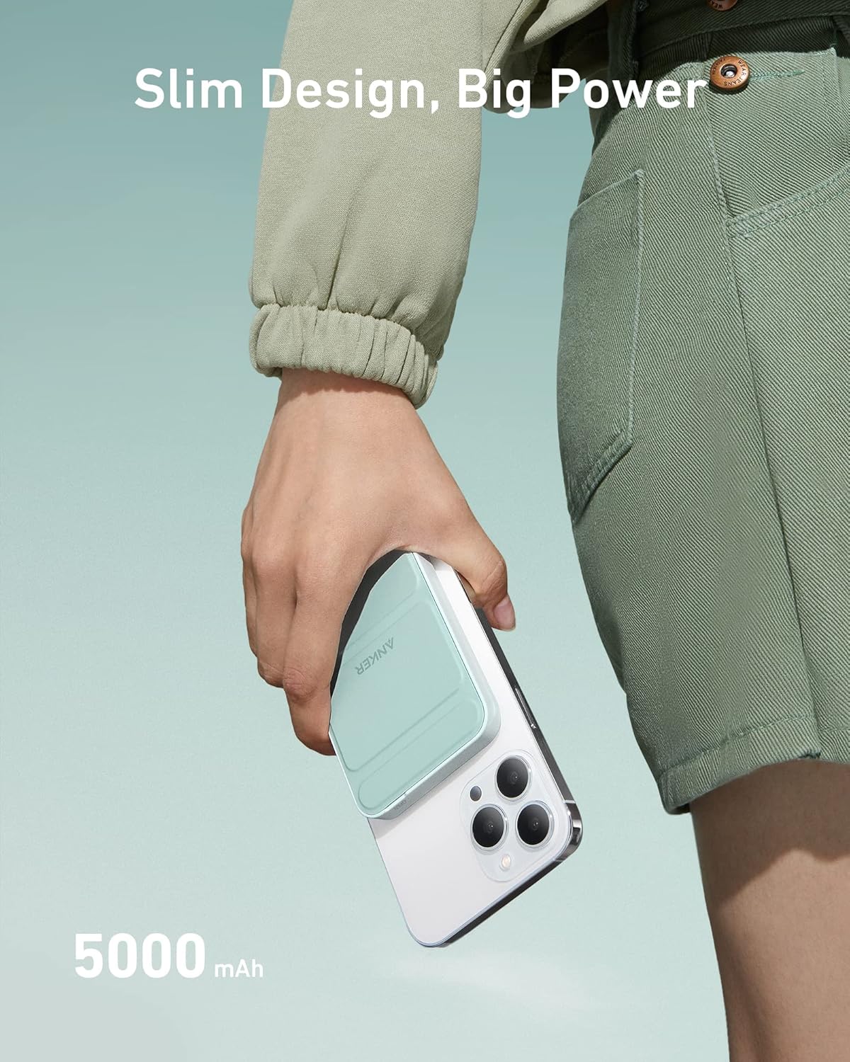 Cargador portátil inalámbrico magnético plegable 5.000 mAh