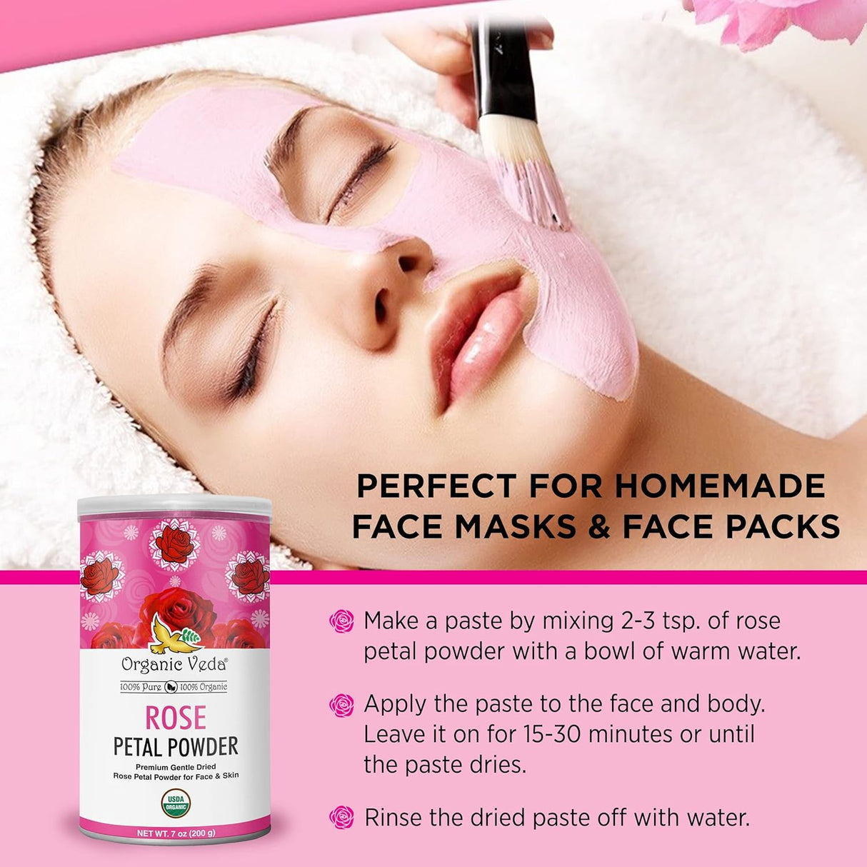 Polvo de Pétalo de Rosa Orgánico para Cocina y Cuidado Facial