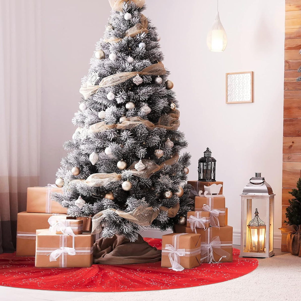 Funda de Árbol de Navidad Ruffle Shiny Tulle Doble Capa 48