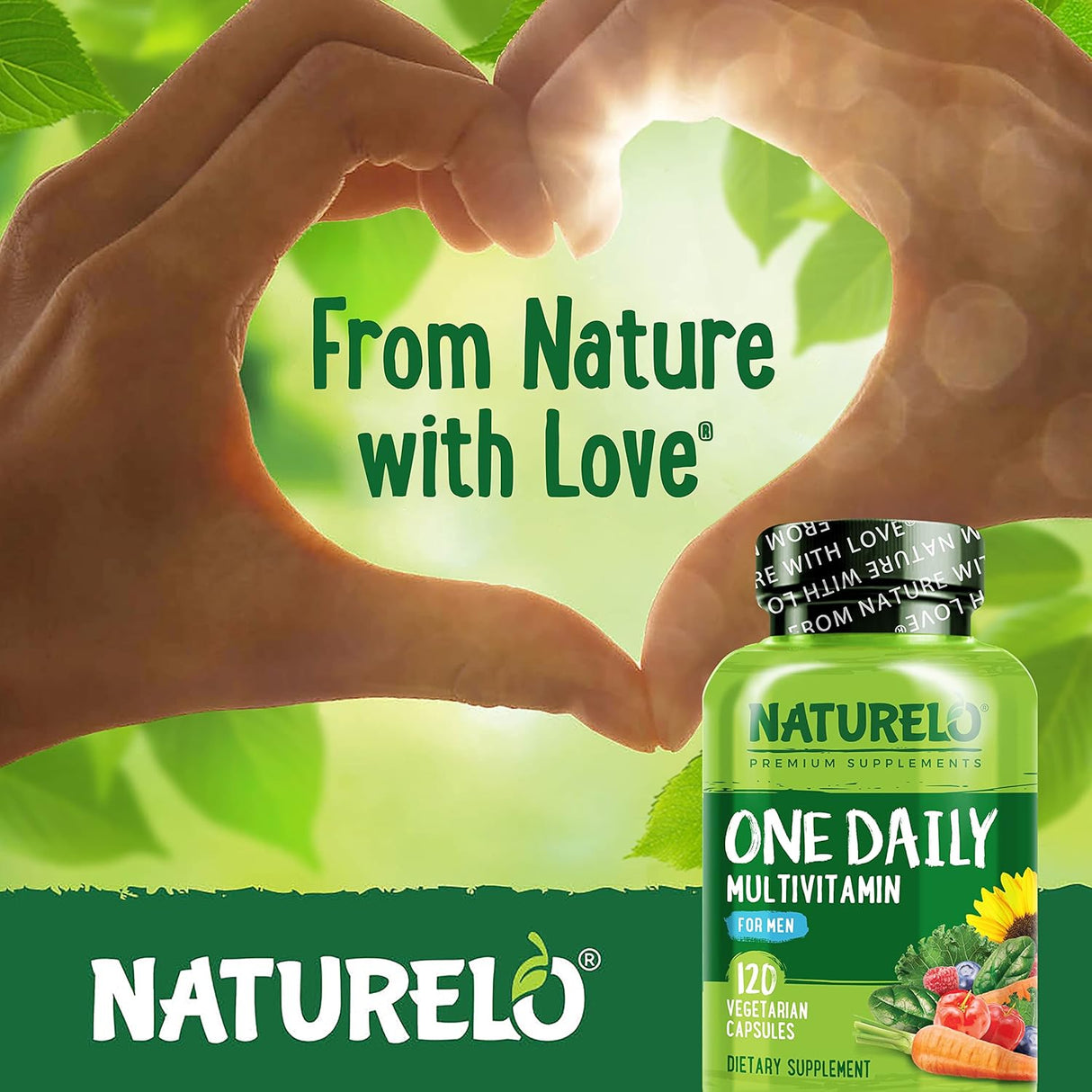 Multivitaminas para hombres NATURELO, 120 cápsulas vegetarianas