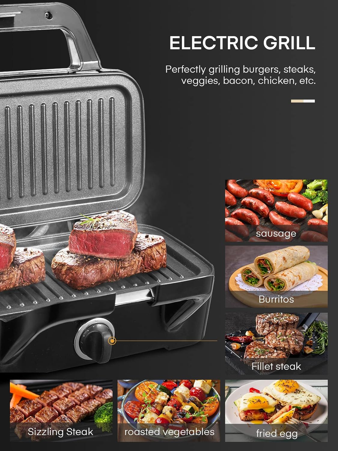 Waffle Maker 3 en 1 FOHERE, 1200W, Placas Removibles, Control T°