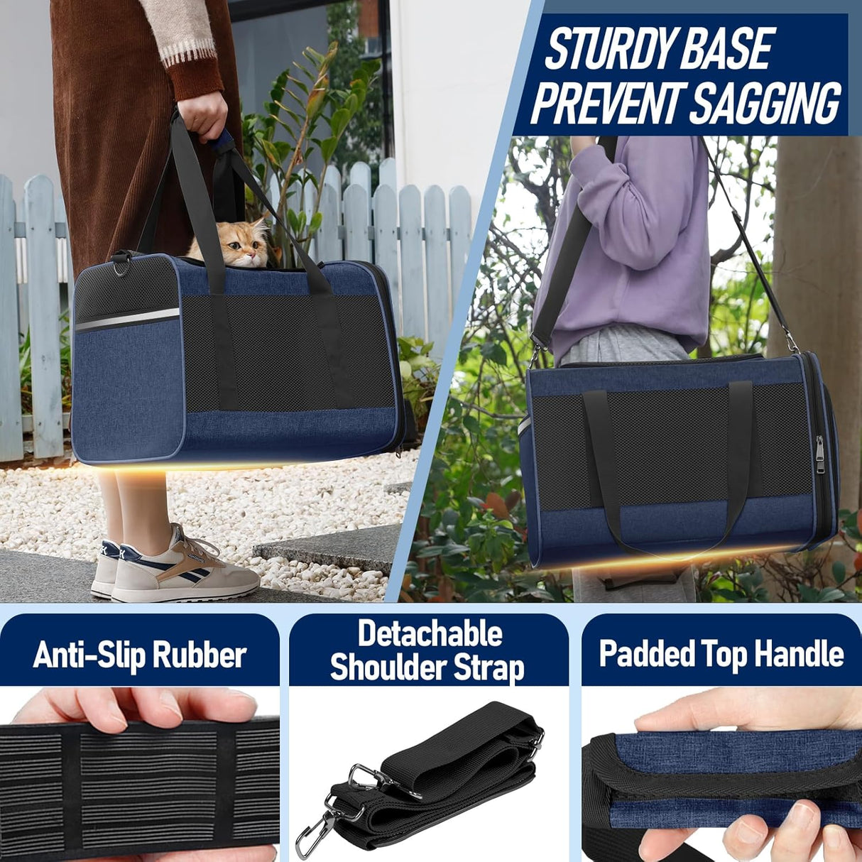 Transportín Suave para Mascotas - Gran Capacidad - Modelo Navy