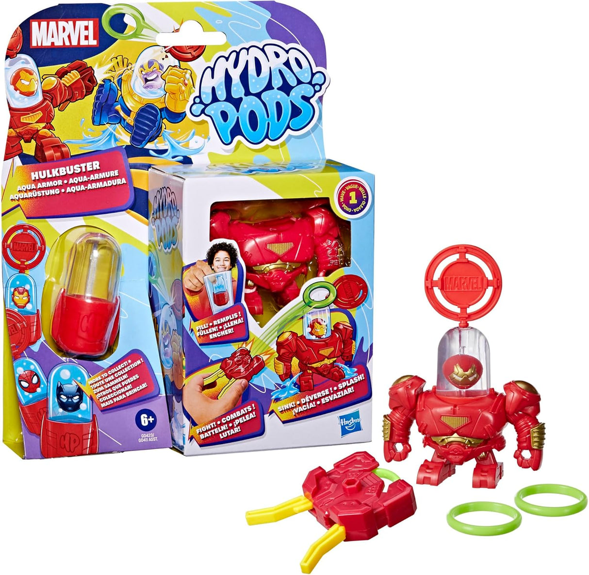 Hidro Pods Hulkbuster Aqua Armor, Juguete Sorpresa para Niños