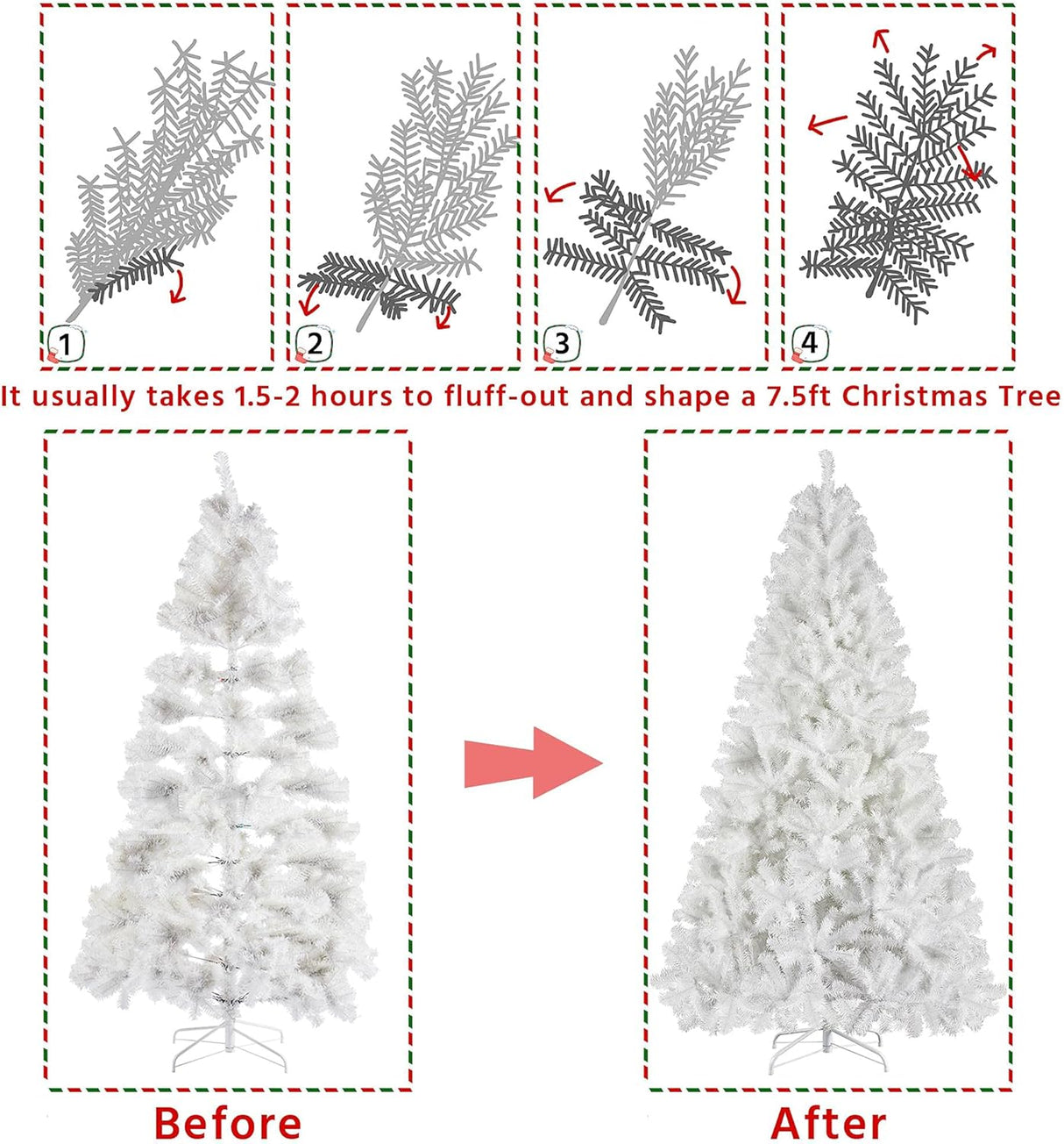 Árbol de Navidad Artificial de 7.5ft con Soporte Plegable