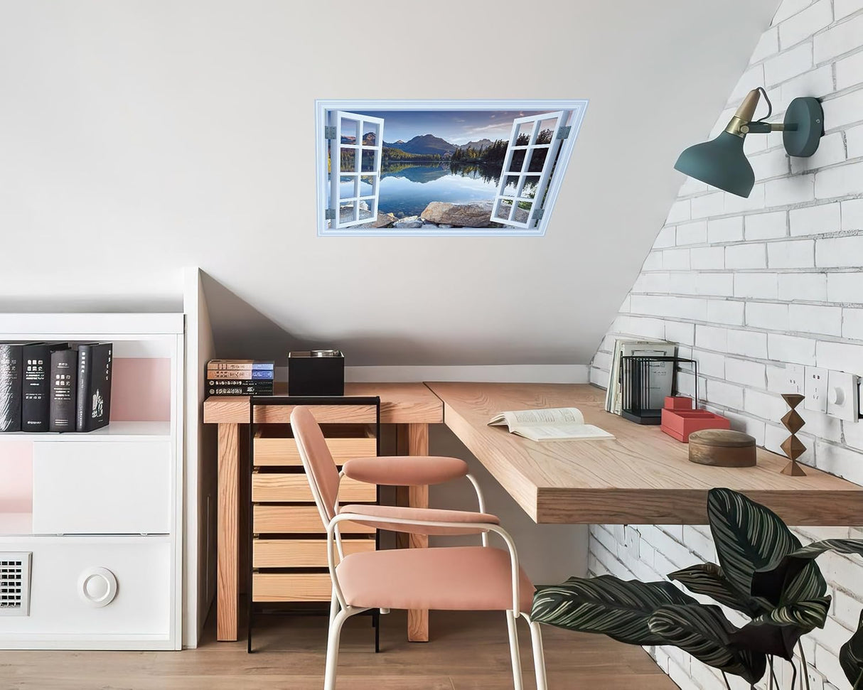 Adhesivo de pared falso para ventana, mural de paisajes