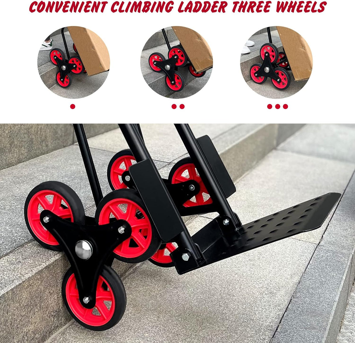 Carretilla de Escalera, Capacidad 330 Lb, Ruedas de Goma, Modelo 6R