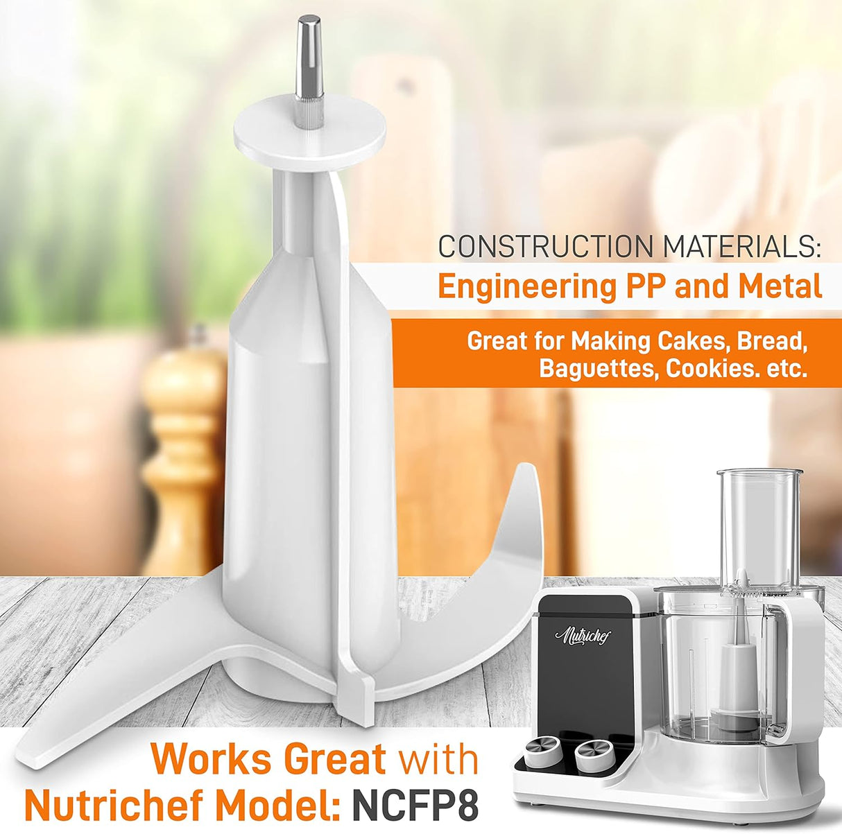 Cuchilla de amasado para procesador de alimentos NutriChef NCFP8