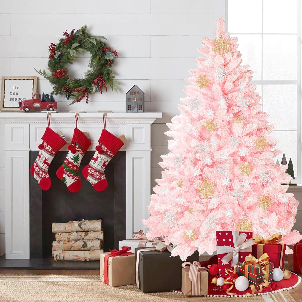 Árbol de Navidad Artificial SUNCROWN 6ft Flocked Premium 1000 Ramas