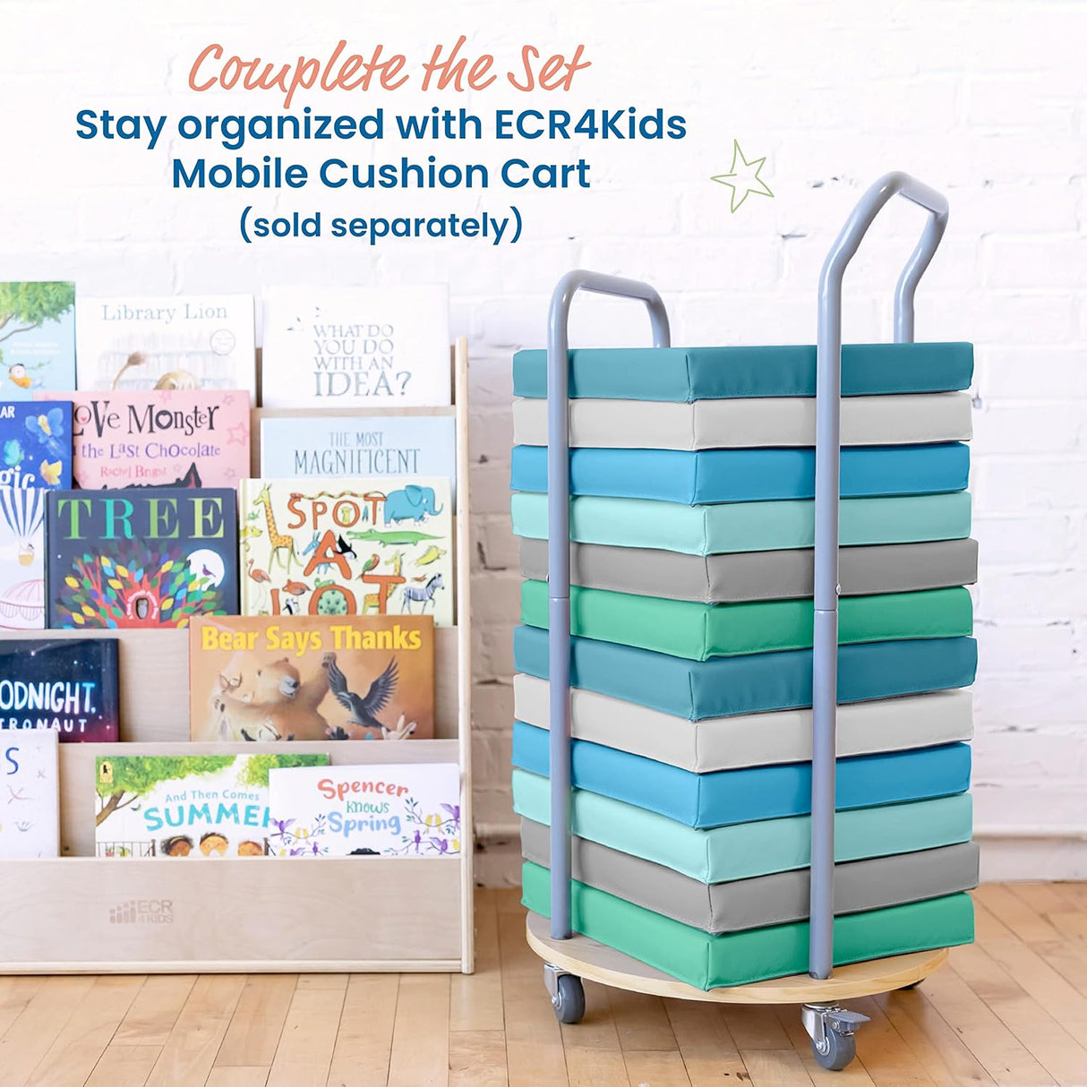 ECR4Kids SoftZone - Cojines de suelo, cuadrados, asientos flexibles, contemporáneos, 6 piezas