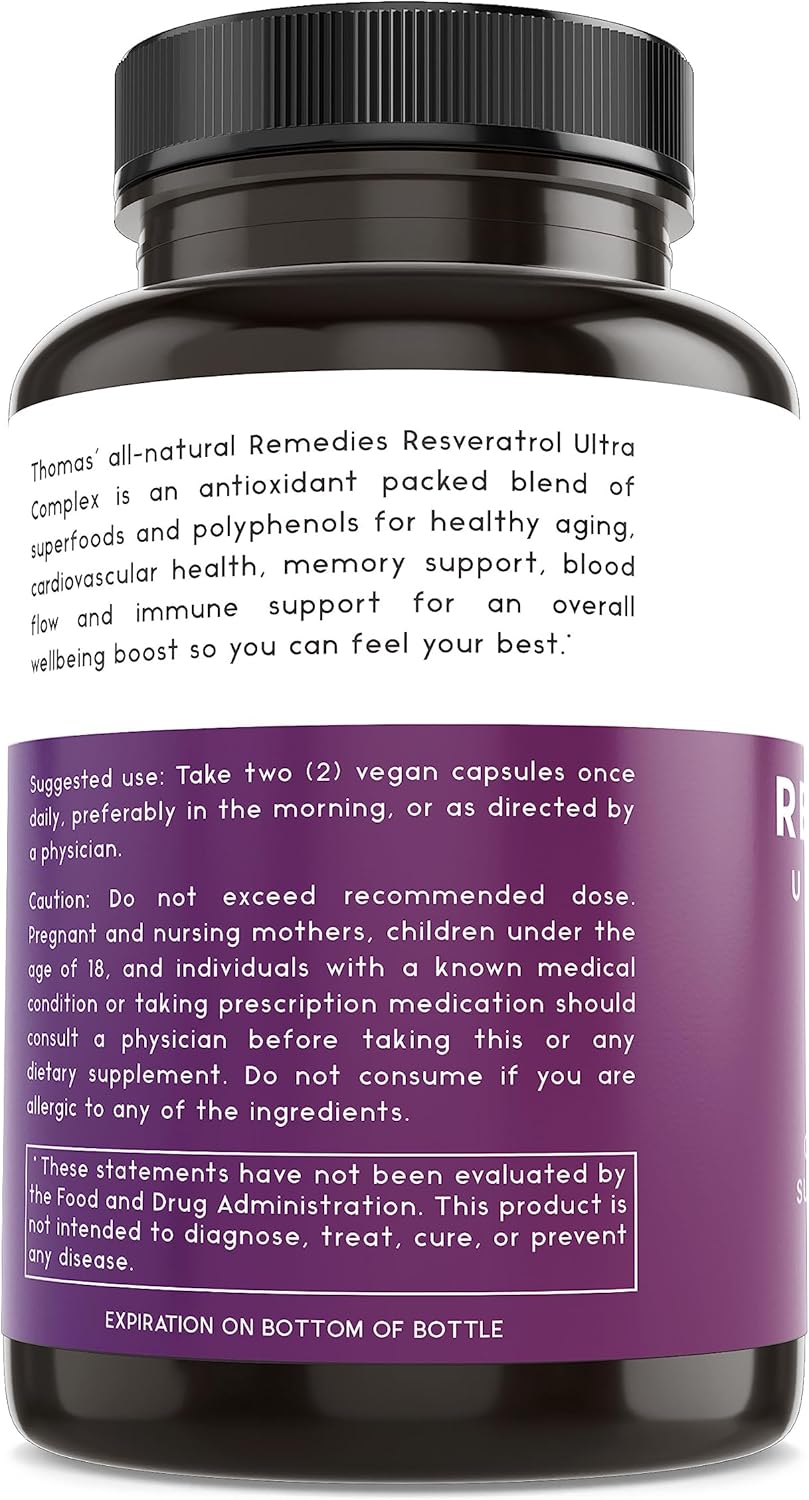 Suplemento Remedies Resveratrol 1600mg antioxidante orgánico