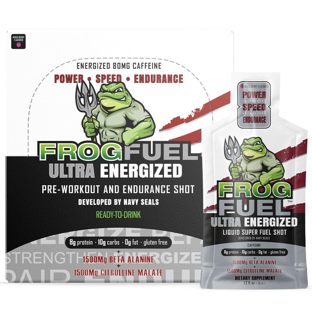 Frog Fuel Shot Energizante: 80mg Cafeína, 1500mg Beta Alanina