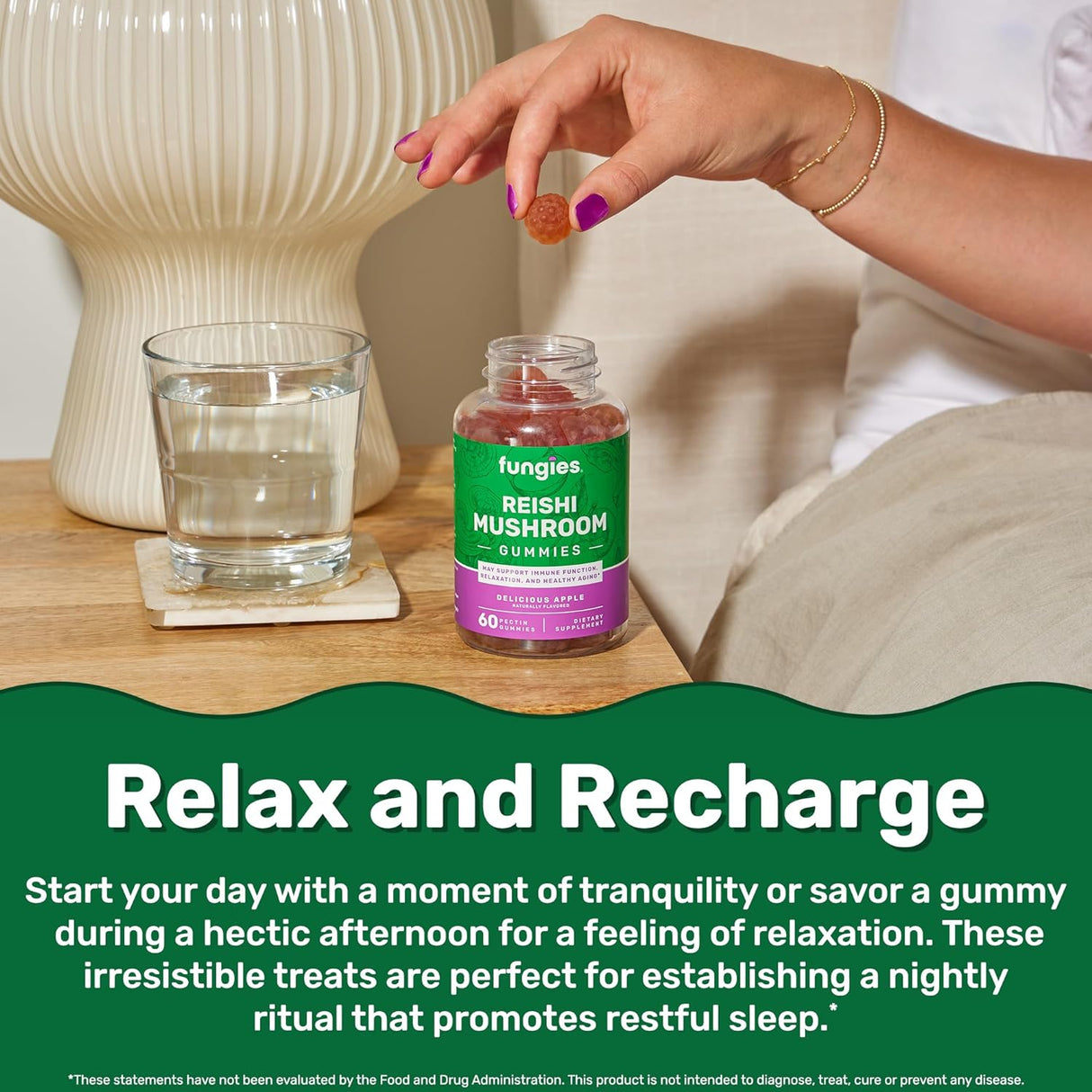 Suplemento Reishi Gomitas de hongos Deliciosa manzana 60und