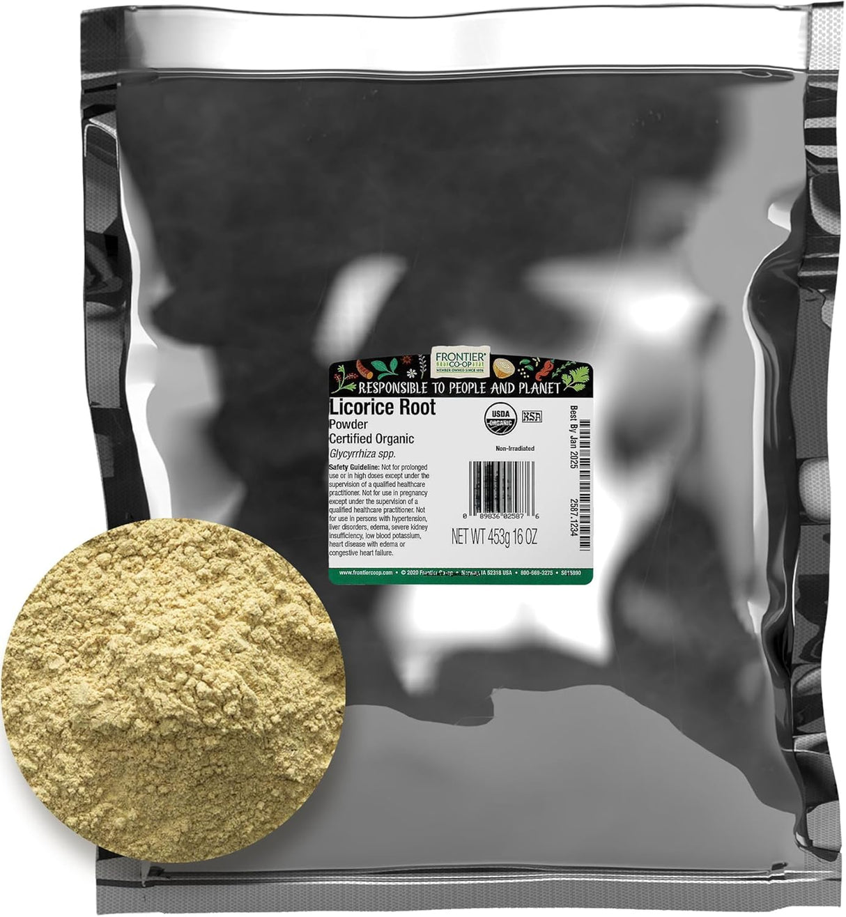 Polvo de Regaliz Orgánico 16 oz, Frontier, Sin Aditivos