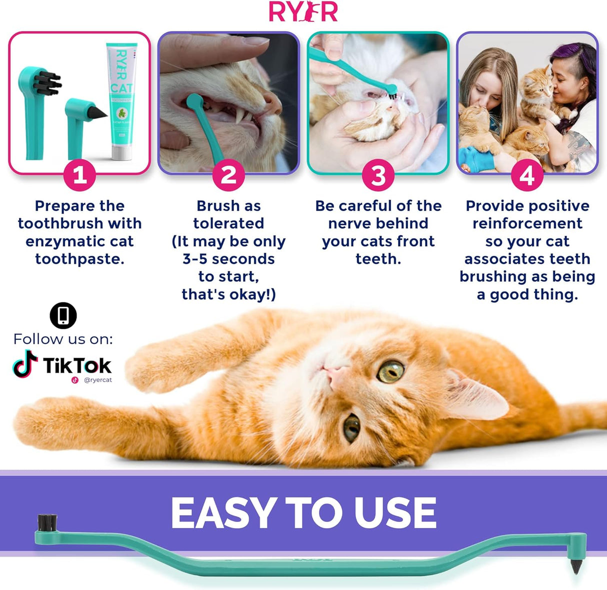 Cepillo de dientes para gatos con microcabeza