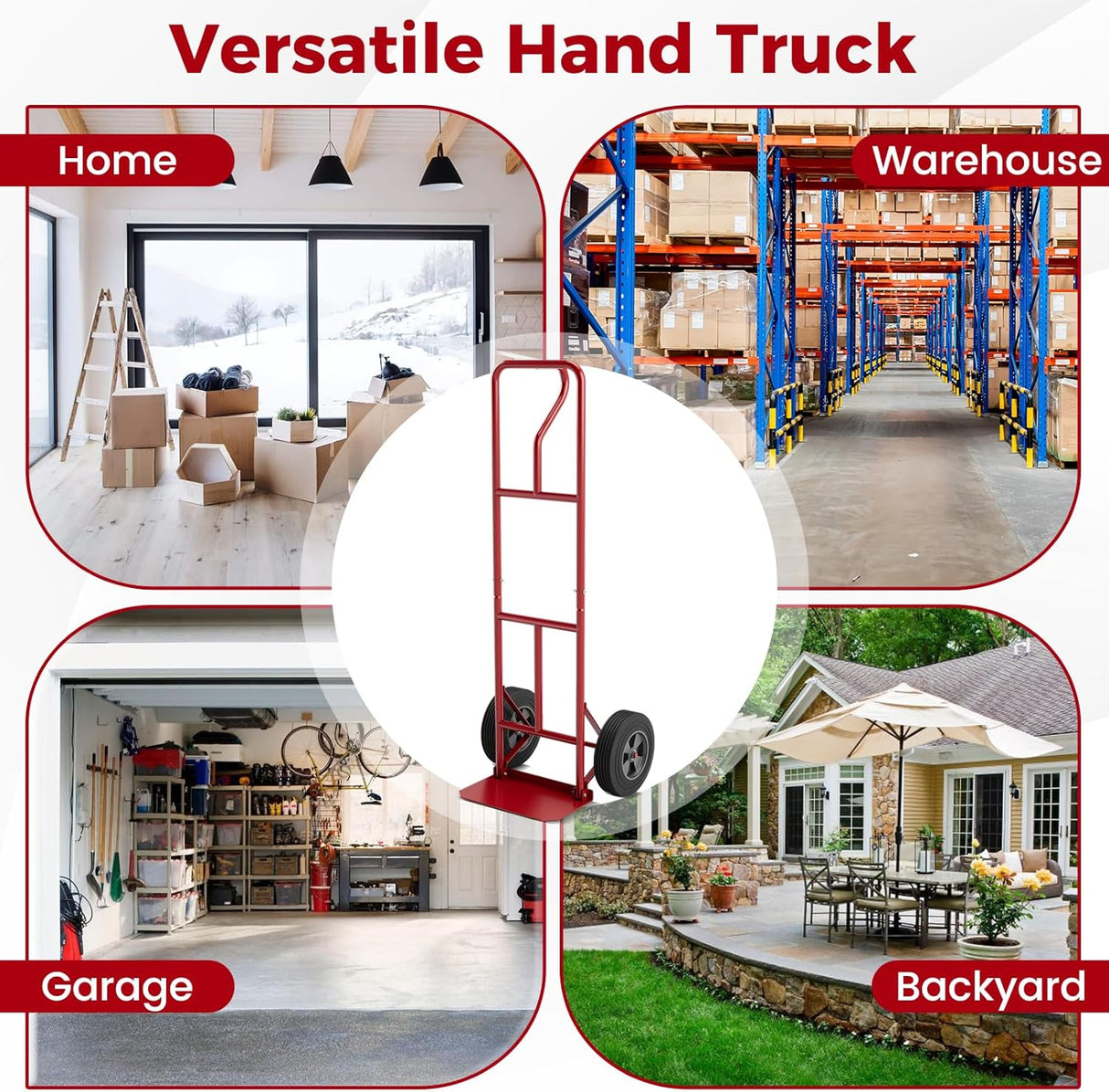 Carretilla Goplus, P-Handle, 660 lbs, Ruedas de 10”, Modelo P