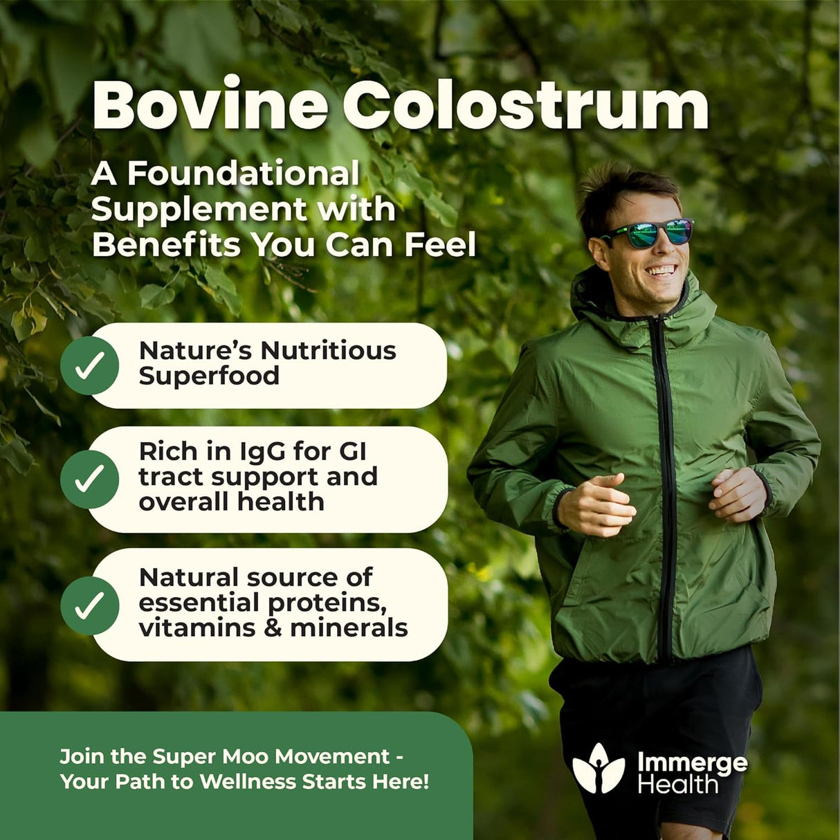 Colostro Bovino Super Moo - Salud Digestiva y Energía - 120 Cápsulas