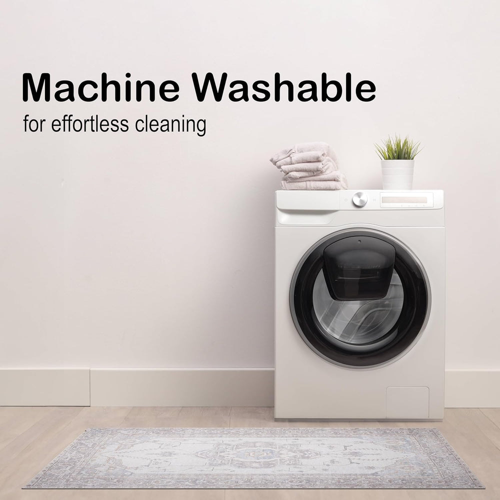 Alfombra Lavable 3x5 Adiva con Antideslizante, Vintage, 3'x5