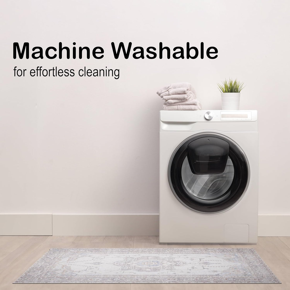 Alfombra Lavable 3x5 Adiva con Antideslizante, Vintage, 3'x5