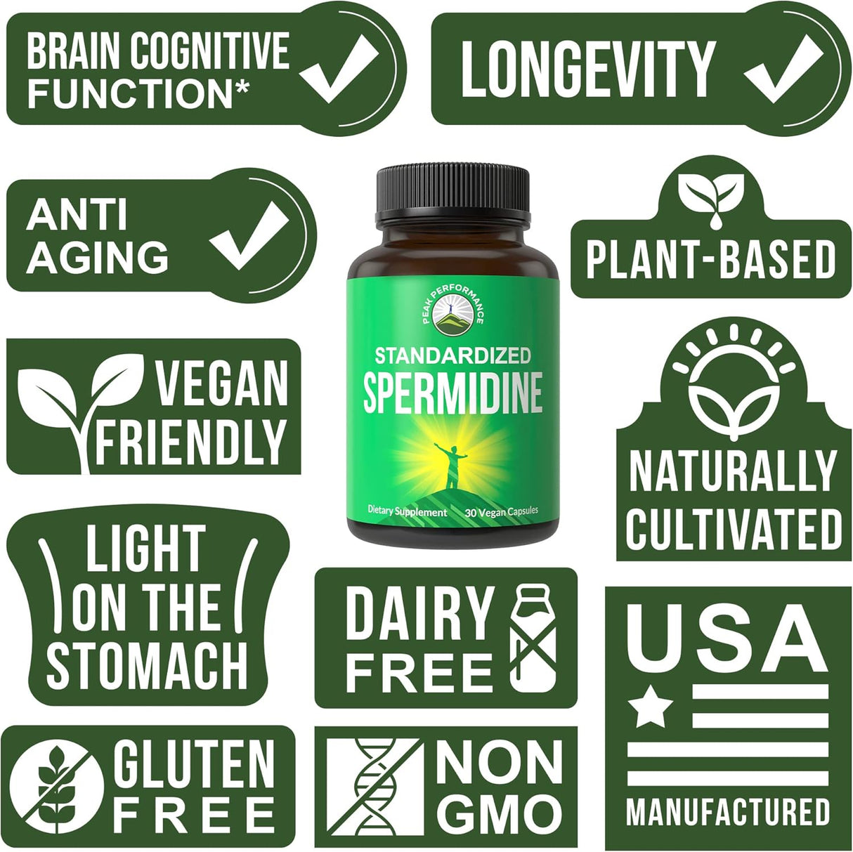 Suplemento de espermidina de ultra alta resistencia 30 cap