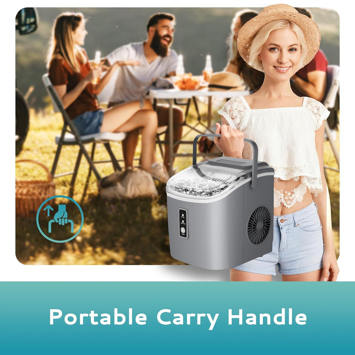 Máquina de Hielo EUHOMY, 26.5lbs/día, 9 Cubos en 6 Min.