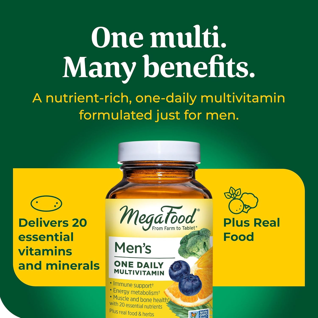 Suplemento MegaFood Men's One Daily vitaminas B, D y zinc