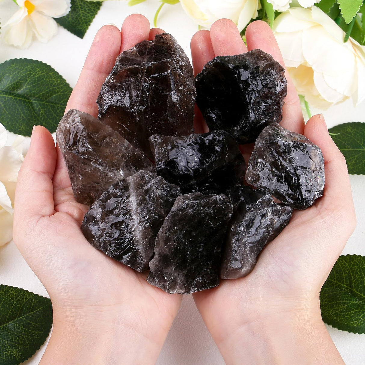 Cristales de cuarzo ahumado en bruto a granel, cristales grandes de cuarzo de 2 pulgadas y piedras para hacer rodar piedras preciosas para meditación, wicca, cabbing, rocas fuentes, envoltura de alambre, decoración, 4 piezas