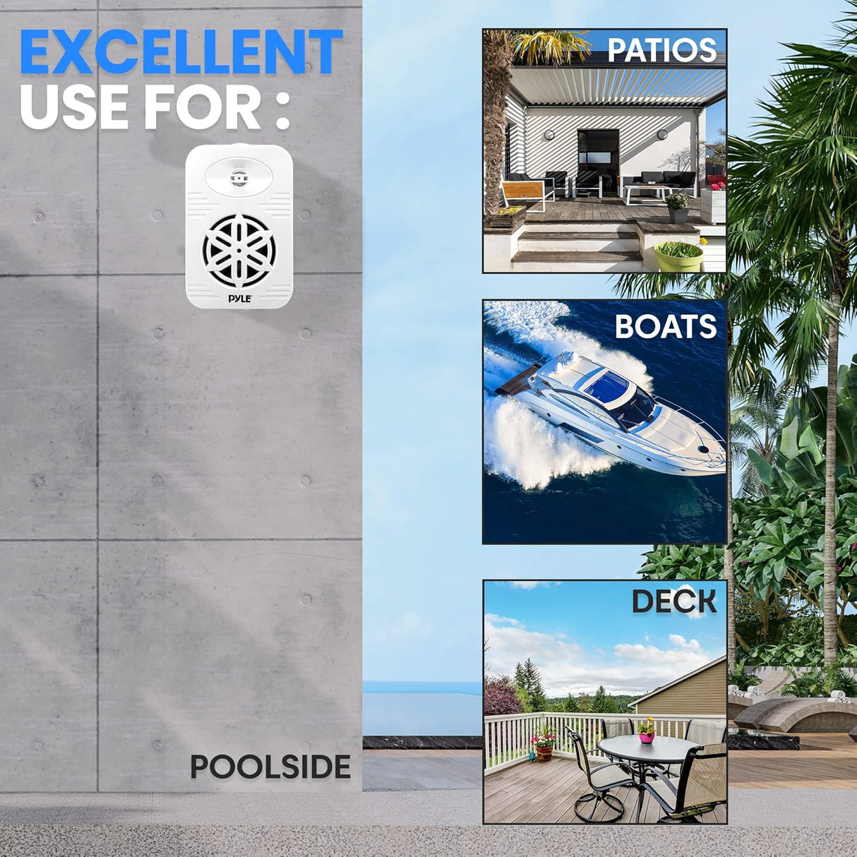 Par de altavoces Bluetooth para interiores y exteriores, 500 W, doble impermeable,PDWRBT56WT