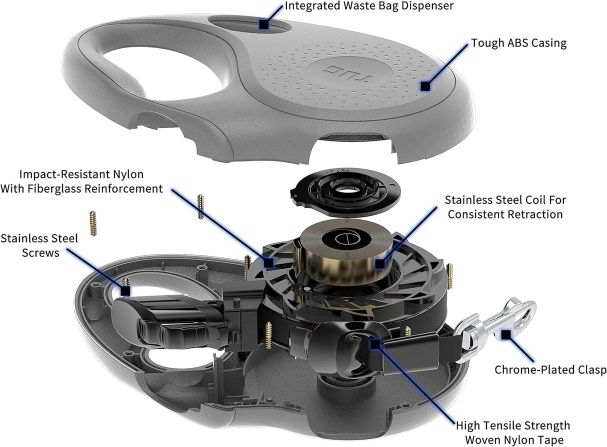 Correa retráctil ovalada de 360° sin enredos, Gris TUG
