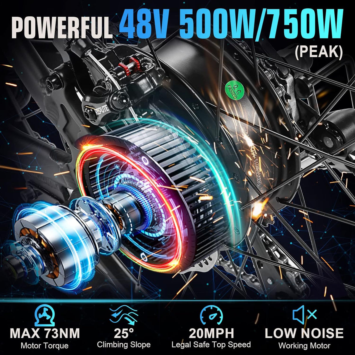 Bicicleta eléctrica ANCCHER 750W, 60 millas, 48V, montaña 27.5