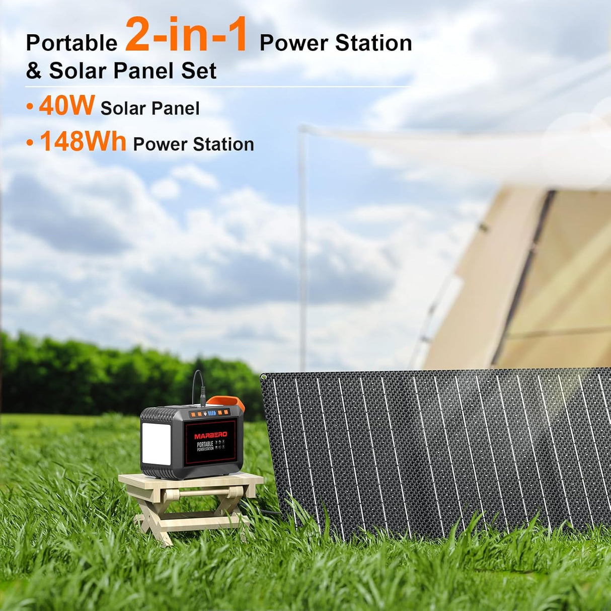Generador Solar 148Wh con Panel Plegable 40W para Camping
