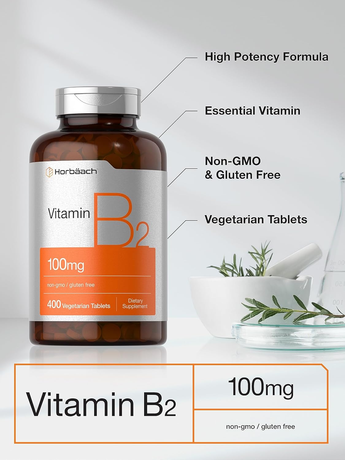 Suplementos Alimenticios Vitamina B-2 100 mg 400 tabletas